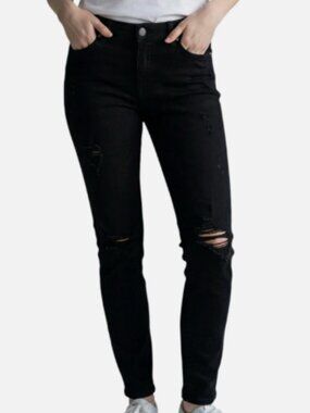 PAIGE Verdugo Ultra Skinny Black Distressed  Cropped Jeans Women's Size 26